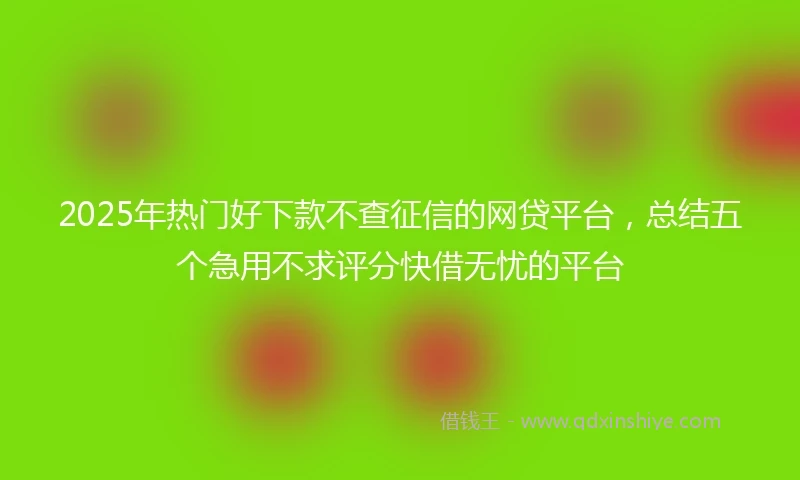 2025年热门好下款不查征信的网贷平台，总结五个急用不求评分快借无忧的平台