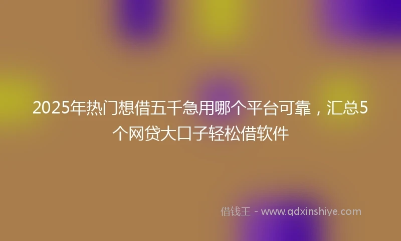 2025年热门想借五千急用哪个平台可靠，汇总5个网贷大口子轻松借软件