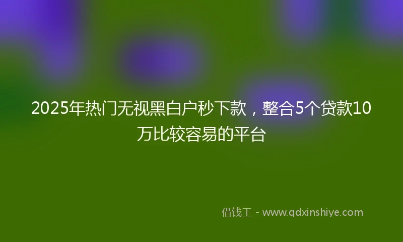 2025年热门无视黑白户秒下款，整合5个贷款10万比较容易的平台
