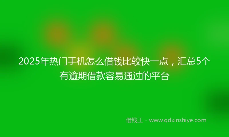 2025年热门手机怎么借钱比较快一点，汇总5个有逾期借款容易通过的平台