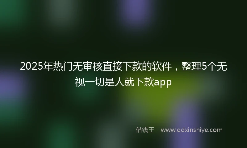 2025年热门无审核直接下款的软件，整理5个无视一切是人就下款app