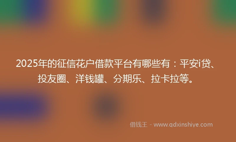 2025年的征信花户借款平台有哪些有：平安i贷、投友圈、洋钱罐、分期乐、拉卡拉等。