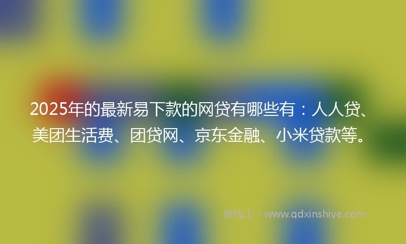 2025年的最新易下款的网贷有哪些有：人人贷、美团生活费、团贷网、京东金融、小米贷款等。