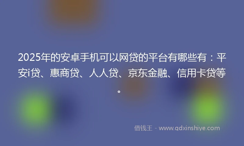 2025年的安卓手机可以网贷的平台有哪些有：平安i贷、惠商贷、人人贷、京东金融、信用卡贷等。