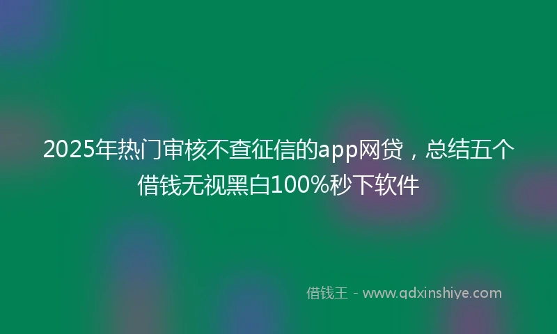 2025年热门审核不查征信的app网贷，总结五个借钱无视黑白100%秒下软件