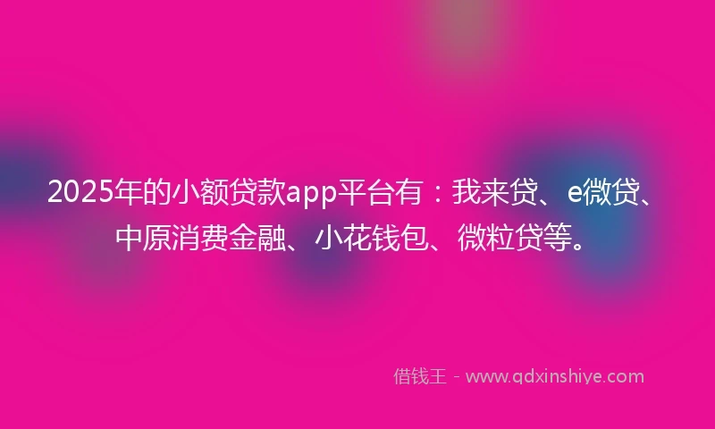 2025年的小额贷款app平台有：我来贷、e微贷、中原消费金融、小花钱包、微粒贷等。