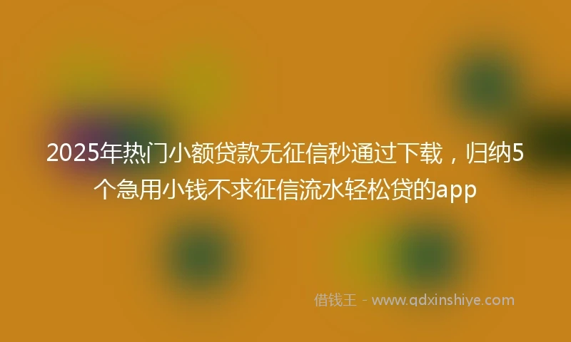 2025年热门小额贷款无征信秒通过下载，归纳5个急用小钱不求征信流水轻松贷的app