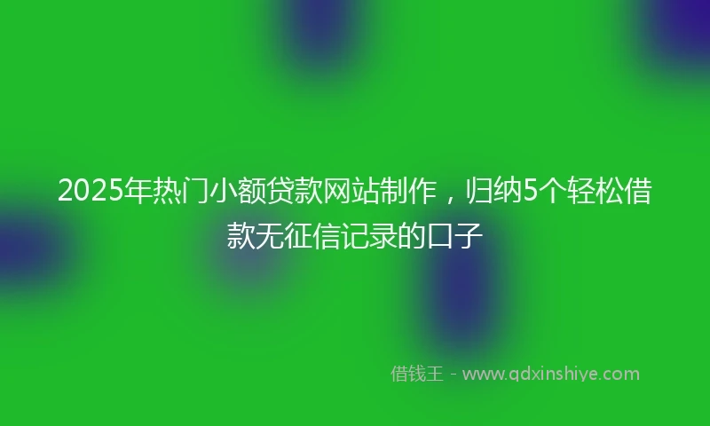 2025年热门小额贷款网站制作，归纳5个轻松借款无征信记录的口子