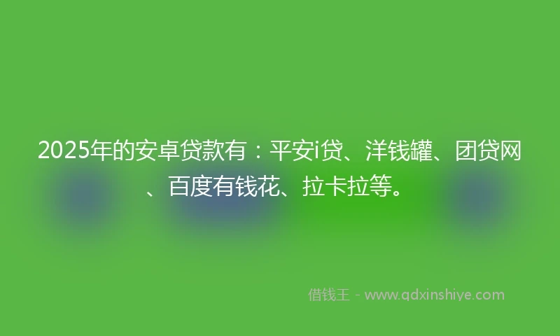 2025年的安卓贷款有：平安i贷、洋钱罐、团贷网、百度有钱花、拉卡拉等。