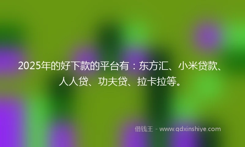 2025年的好下款的平台有：东方汇、小米贷款、人人贷、功夫贷、拉卡拉等。