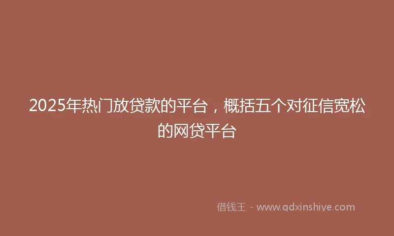 2025年热门放贷款的平台，概括五个对征信宽松的网贷平台