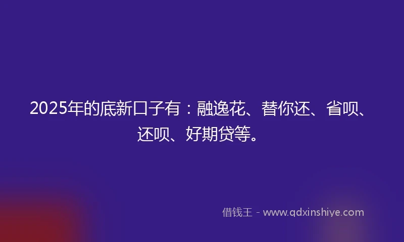 2025年的底新口子有：融逸花、替你还、省呗、还呗、好期贷等。