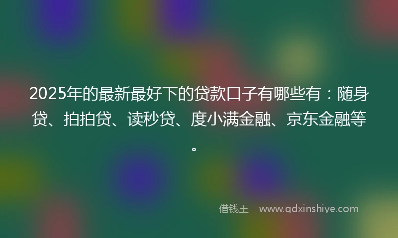 2025年的最新最好下的贷款口子有哪些有：随身贷、拍拍贷、读秒贷、度小满金融、京东金融等。