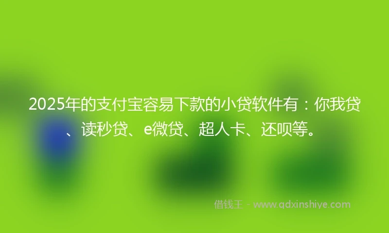 2025年的支付宝容易下款的小贷软件有：你我贷、读秒贷、e微贷、超人卡、还呗等。