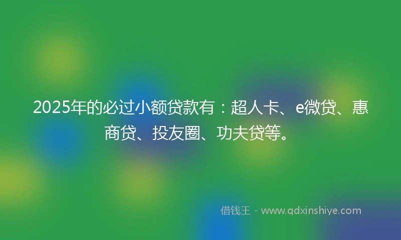 2025年的必过小额贷款有：超人卡、e微贷、惠商贷、投友圈、功夫贷等。