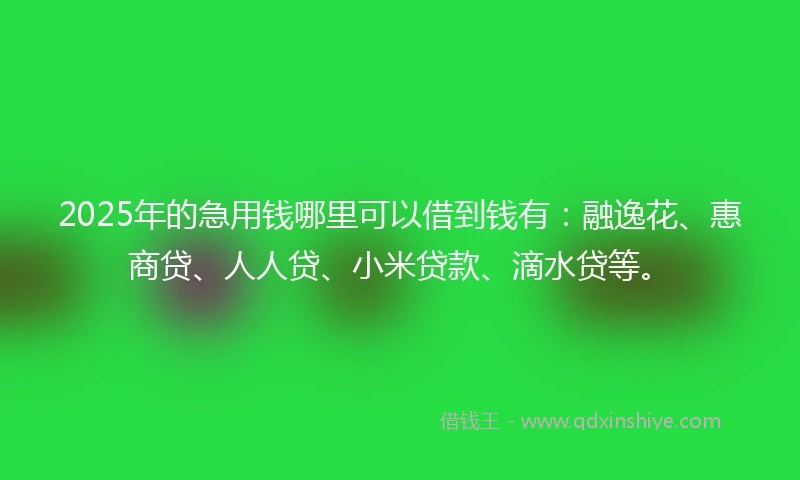2025年的急用钱哪里可以借到钱有：融逸花、惠商贷、人人贷、小米贷款、滴水贷等。