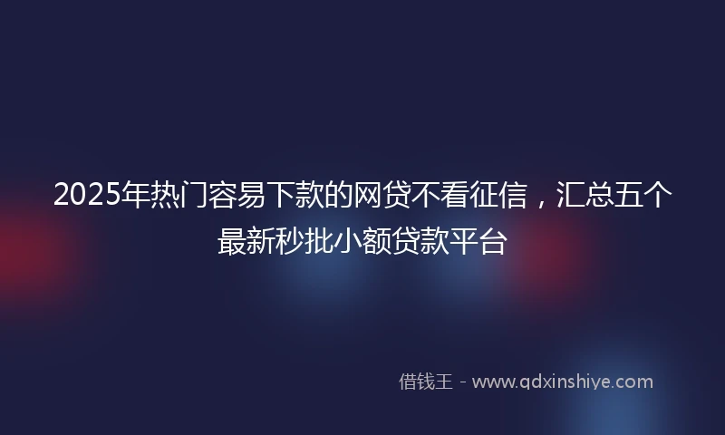 2025年热门容易下款的网贷不看征信，汇总五个最新秒批小额贷款平台