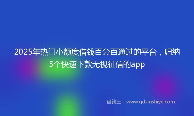 2025年热门小额度借钱百分百通过的平台，归纳5个快速下款无视征信的app