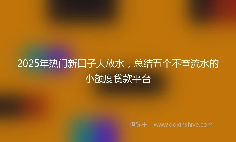 2025年热门新口子大放水，总结五个不查流水的小额度贷款平台
