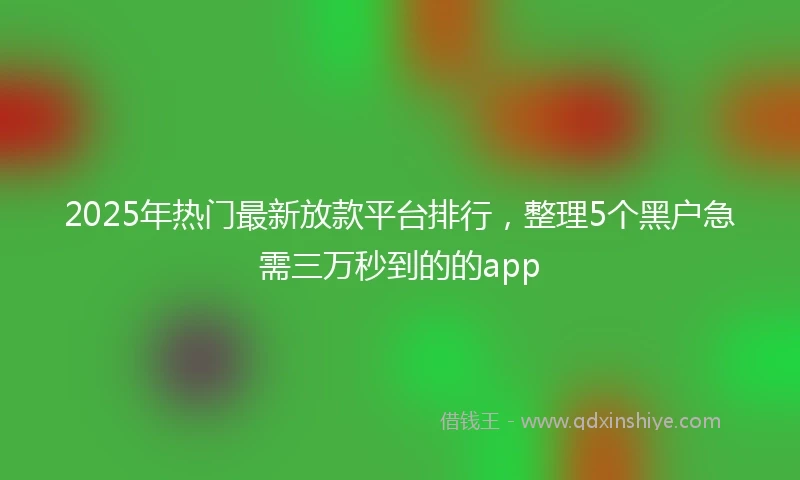 2025年热门最新放款平台排行，整理5个黑户急需三万秒到的的app
