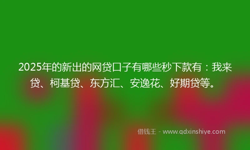 2025年的新出的网贷口子有哪些秒下款有：我来贷、柯基贷、东方汇、安逸花、好期贷等。