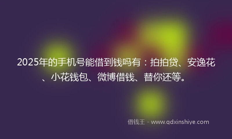 2025年的手机号能借到钱吗有：拍拍贷、安逸花、小花钱包、微博借钱、替你还等。