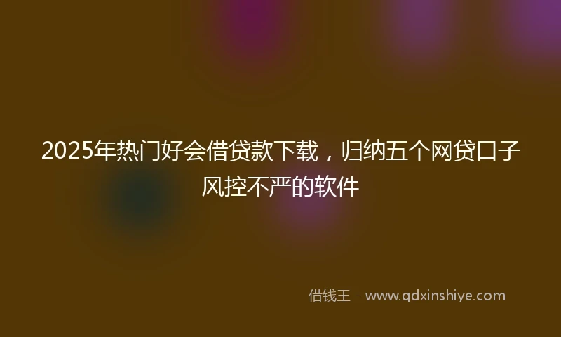2025年热门好会借贷款下载，归纳五个网贷口子风控不严的软件