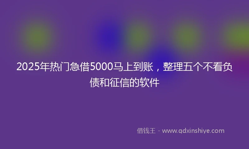 2025年热门急借5000马上到账，整理五个不看负债和征信的软件