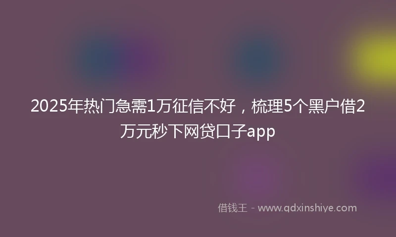2025年热门急需1万征信不好，梳理5个黑户借2万元秒下网贷口子app