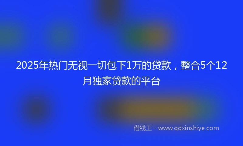 2025年热门无视一切包下1万的贷款，整合5个12月独家贷款的平台