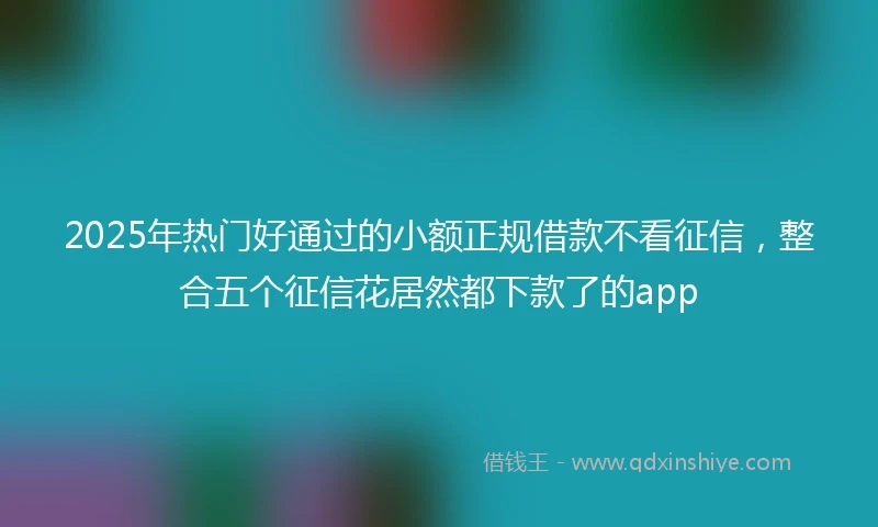 2025年热门好通过的小额正规借款不看征信，整合五个征信花居然都下款了的app