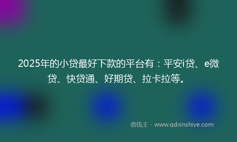 2025年的小贷最好下款的平台有：平安i贷、e微贷、快贷通、好期贷、拉卡拉等。