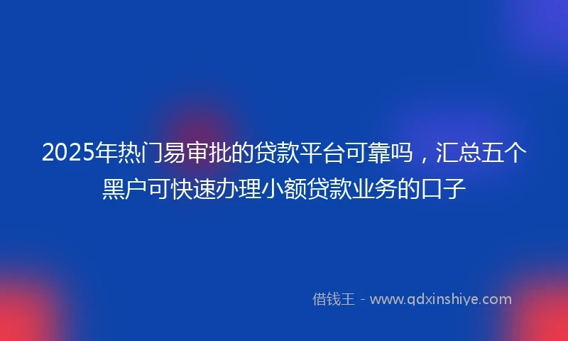 2025年热门易审批的贷款平台可靠吗，汇总五个黑户可快速办理小额贷款业务的口子