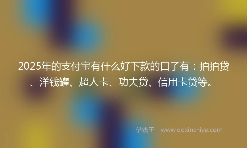 2025年的支付宝有什么好下款的口子有：拍拍贷、洋钱罐、超人卡、功夫贷、信用卡贷等。