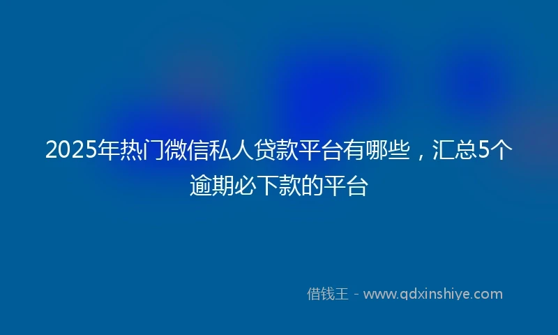 2025年热门微信私人贷款平台有哪些，汇总5个逾期必下款的平台