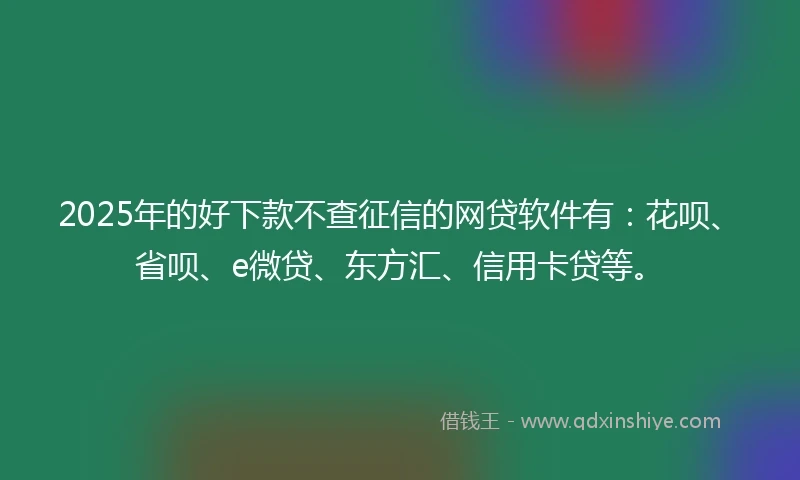 2025年的好下款不查征信的网贷软件有：花呗、省呗、e微贷、东方汇、信用卡贷等。