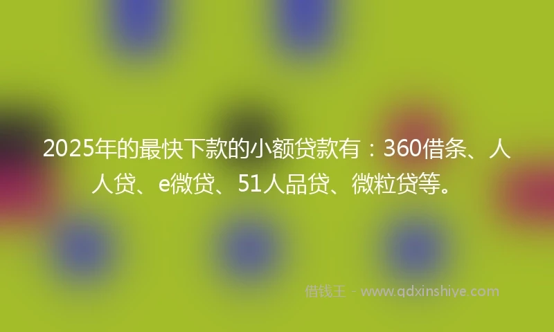 2025年的最快下款的小额贷款有：360借条、人人贷、e微贷、51人品贷、微粒贷等。