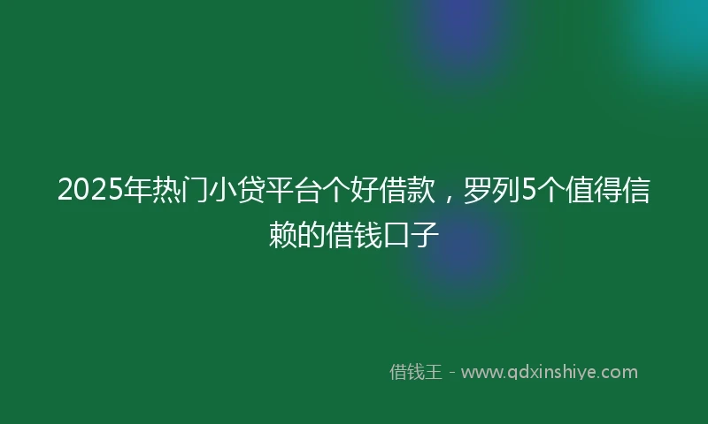 2025年热门小贷平台个好借款，罗列5个值得信赖的借钱口子