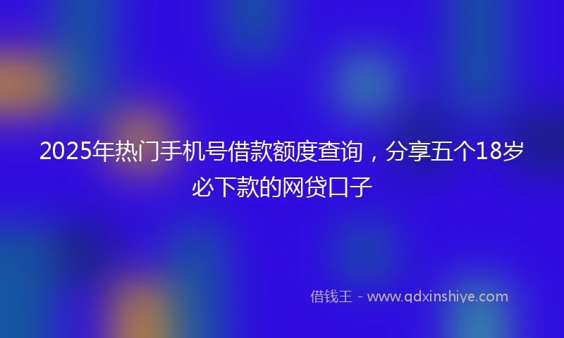 2025年热门手机号借款额度查询，分享五个18岁必下款的网贷口子