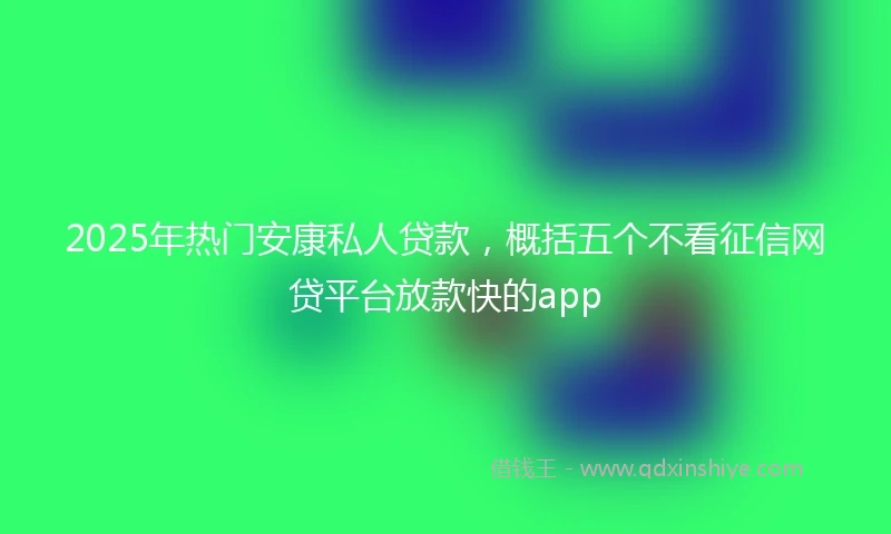 2025年热门安康私人贷款，概括五个不看征信网贷平台放款快的app