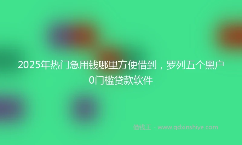 2025年热门急用钱哪里方便借到，罗列五个黑户0门槛贷款软件