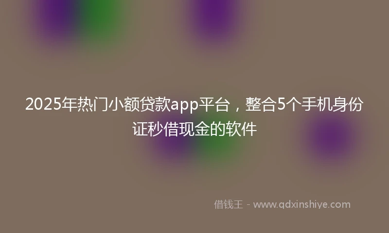 2025年热门小额贷款app平台，整合5个手机身份证秒借现金的软件