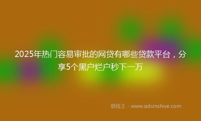 2025年热门容易审批的网贷有哪些贷款平台，分享5个黑户烂户秒下一万