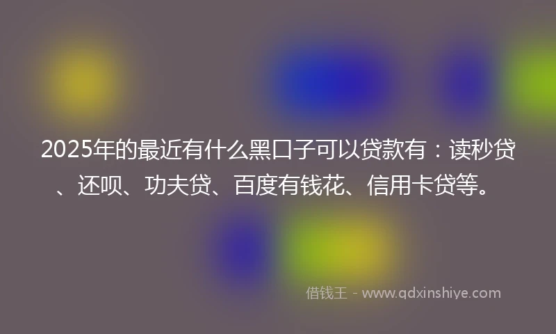 2025年的最近有什么黑口子可以贷款有：读秒贷、还呗、功夫贷、百度有钱花、信用卡贷等。