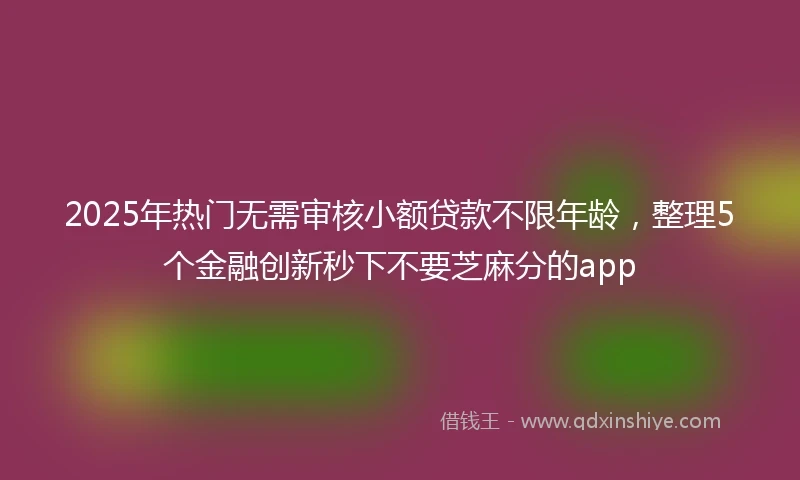 2025年热门无需审核小额贷款不限年龄，整理5个金融创新秒下不要芝麻分的app