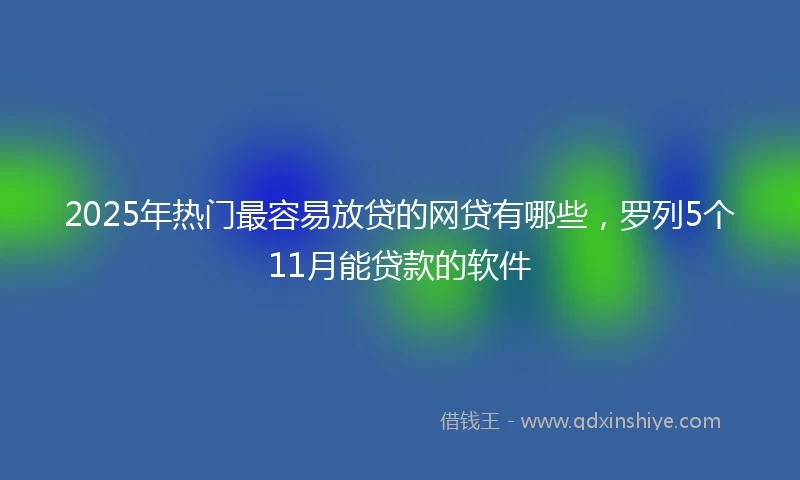 2025年热门最容易放贷的网贷有哪些，罗列5个11月能贷款的软件