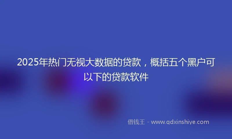 2025年热门无视大数据的贷款，概括五个黑户可以下的贷款软件