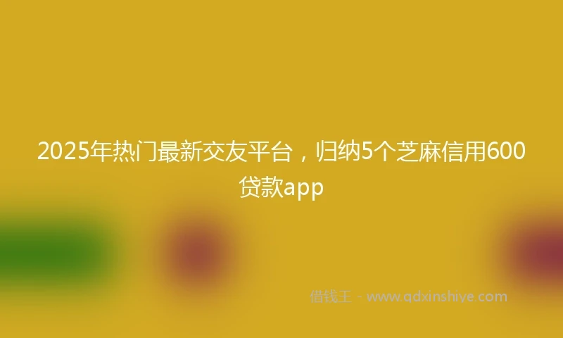 2025年热门最新交友平台，归纳5个芝麻信用600贷款app