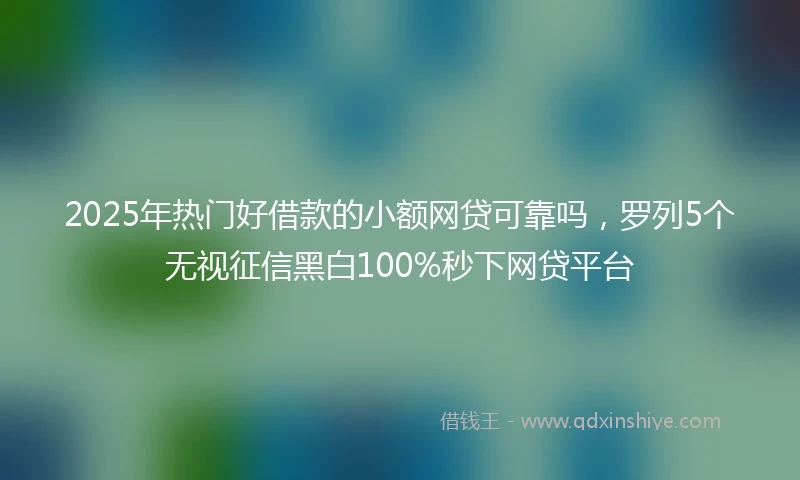 2025年热门好借款的小额网贷可靠吗，罗列5个无视征信黑白100%秒下网贷平台