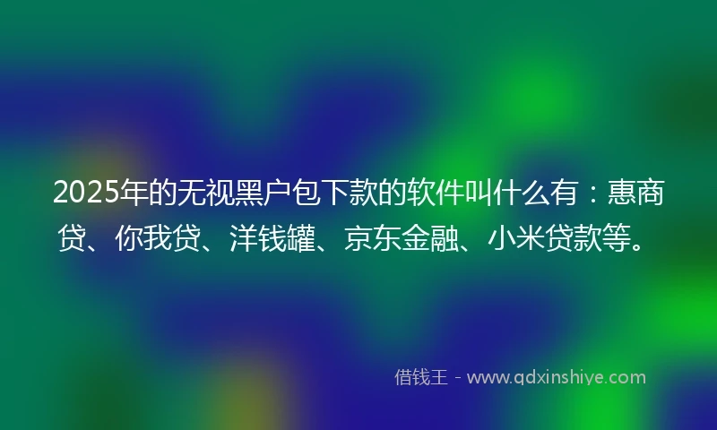 2025年的无视黑户包下款的软件叫什么有：惠商贷、你我贷、洋钱罐、京东金融、小米贷款等。